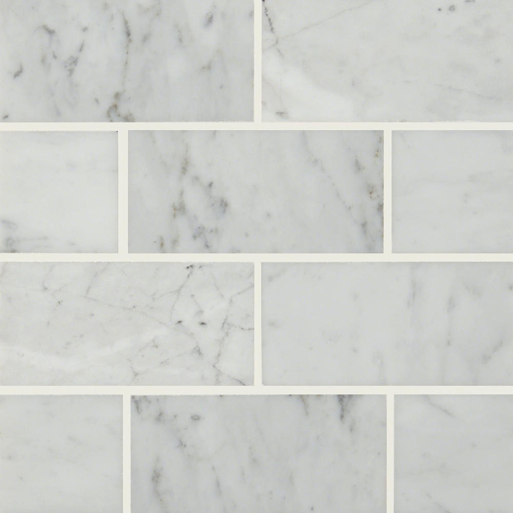 Carrara White 3x6 Polished Marble Tile for Kitchen Backsplash and Flooring