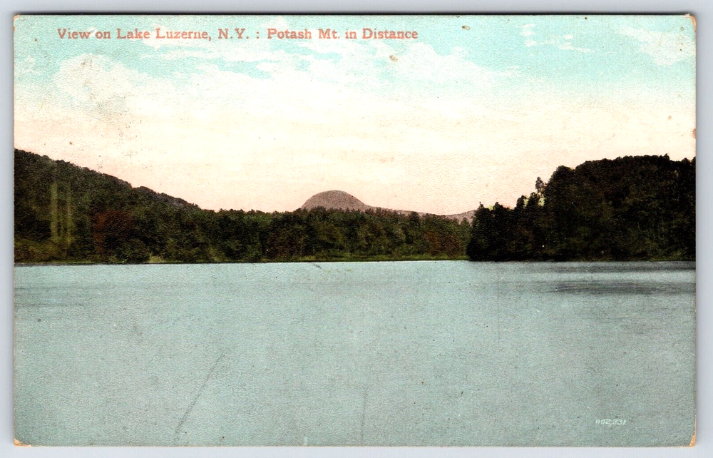 Original Old Vintage Souvenir Postcard Lake Luzerue Potash Mountain New York USA