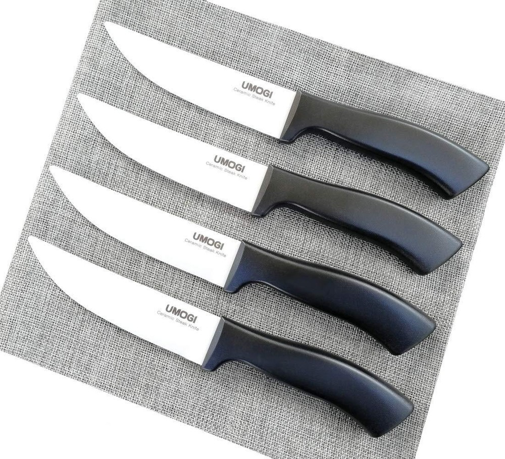 Ceramic Steak Knife Set of 4 with Sheaths in Large Gift Box for Healthy Cooking