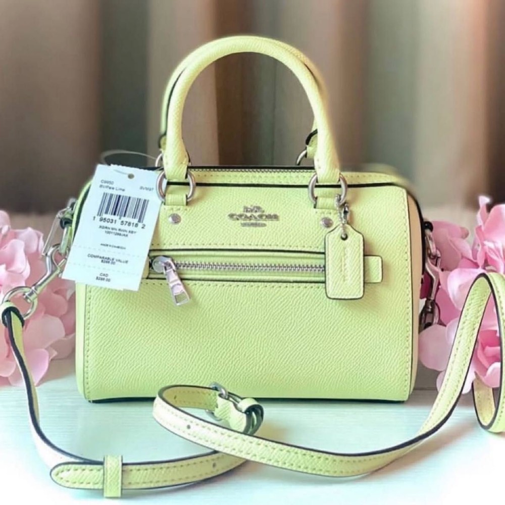 COACH Rowan Mini Satchel in Vibrant Lime Green