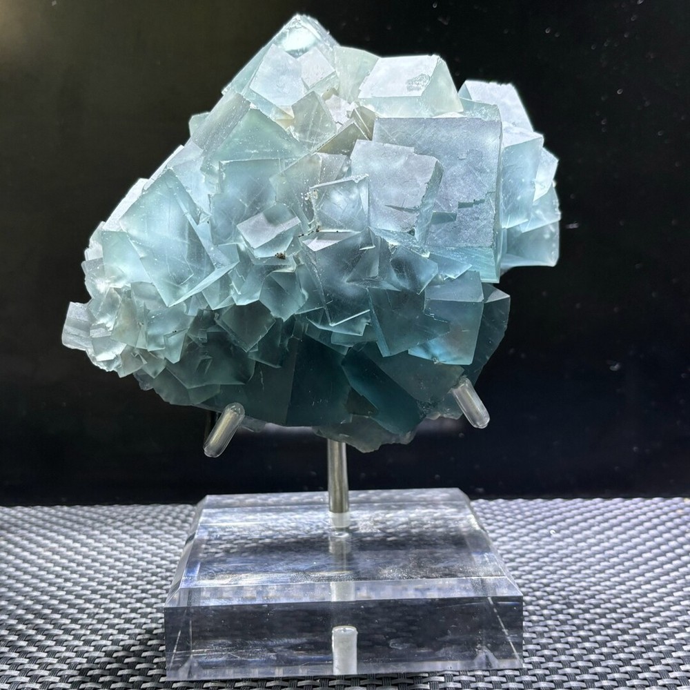 5.12LB Rare Natural Blue Fluorite Quartz Crystal Specimen with Stand