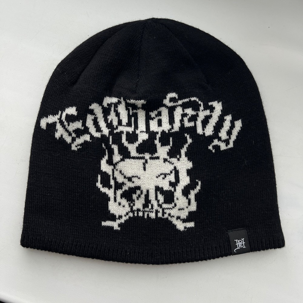 Ed Hardy Y2K Black Wool Beanie One Size  