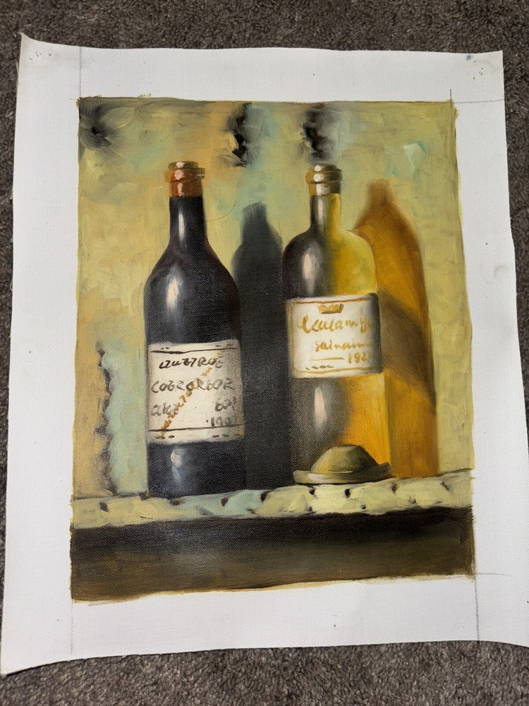 Realism Bottles Painting Real Oil On Canvas 9”x11”