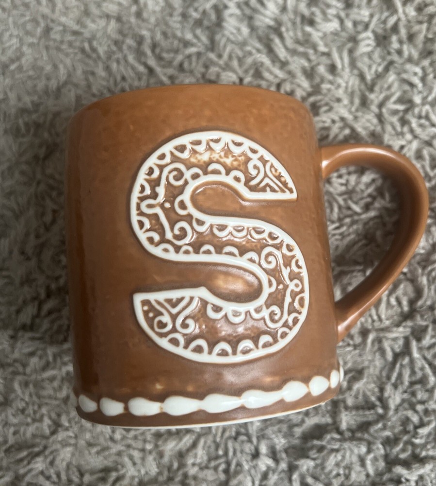 Pottery Barn Gingerbread Stoneware Alphabet S Mug New