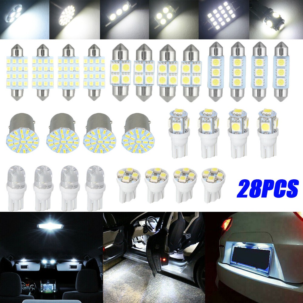 28Pcs Car Interior LED Light Accessories For Dome Map License Plate Lamp Bulbs