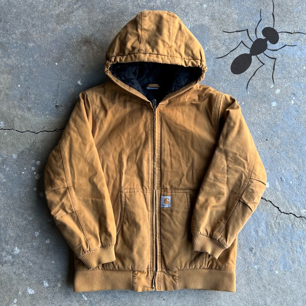 Vintage Y2K Youth Brown Carhartt Hooded Work Jacket