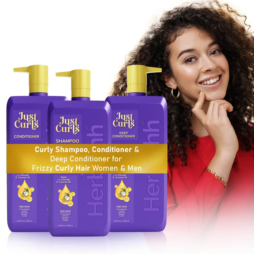 Just Curls Vegan Shampoo Conditioner & Deep Treatment for Curly Hair