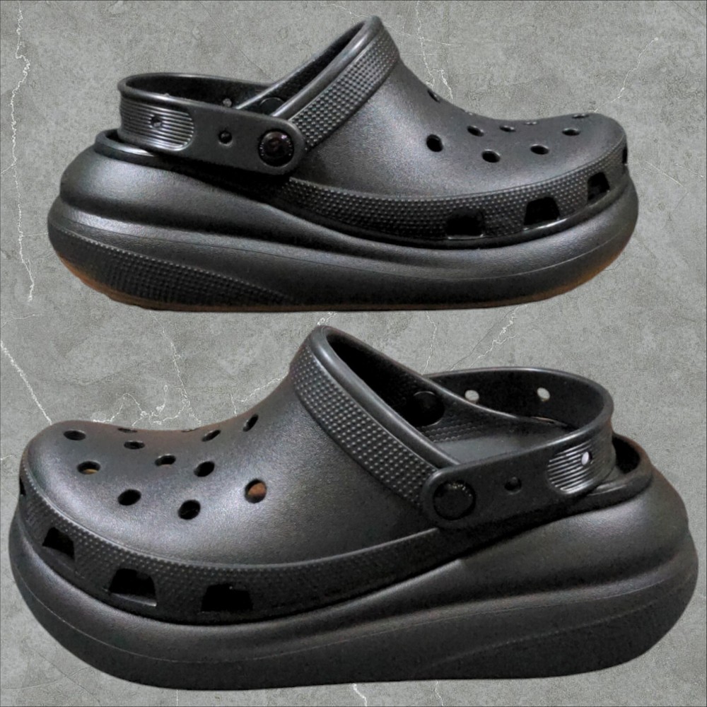 Crocs Classic Crush Clog Black Platform Sandals for Women Size 9 Men Size 7 207521-001