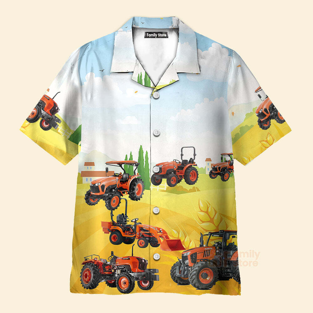 Kubota Tractor Farm Aloha Hawaiian Shirt For Men Women