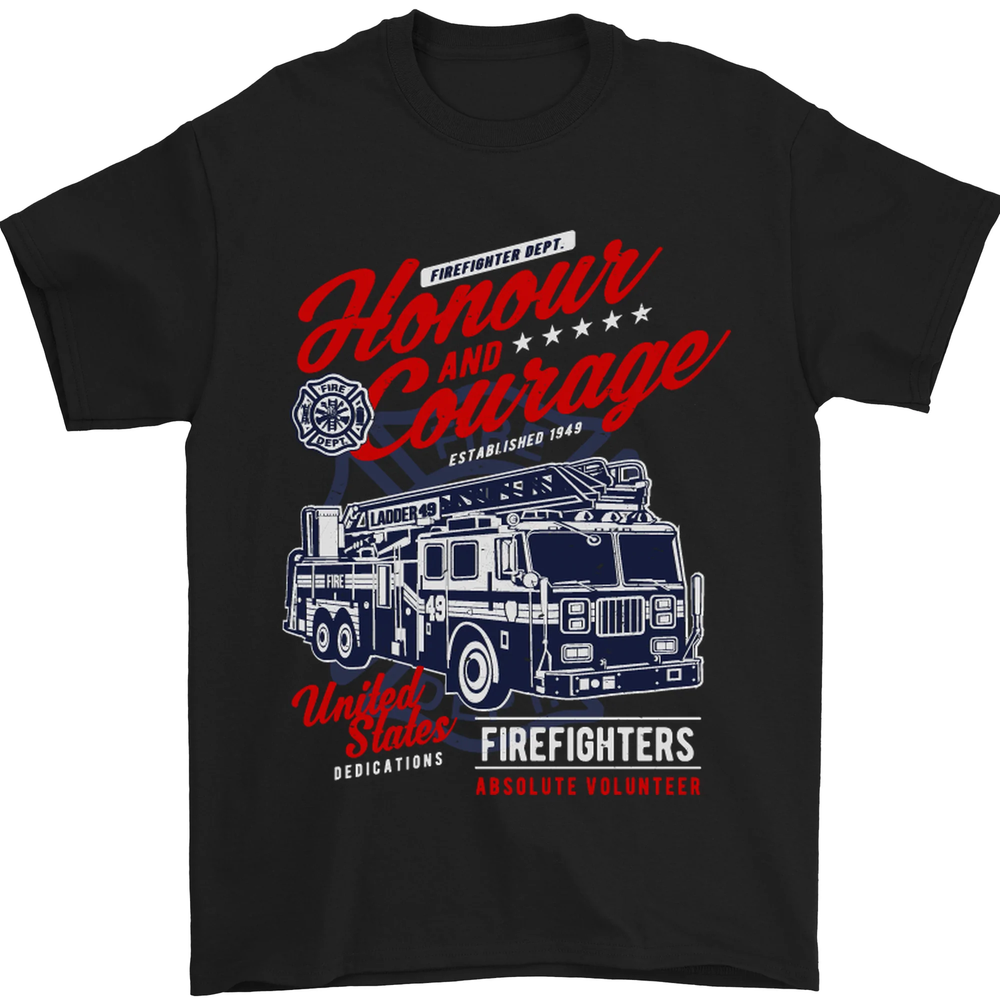 Honour and Courage Firefighter Fireman Mens T-Shirt 100% Cotton