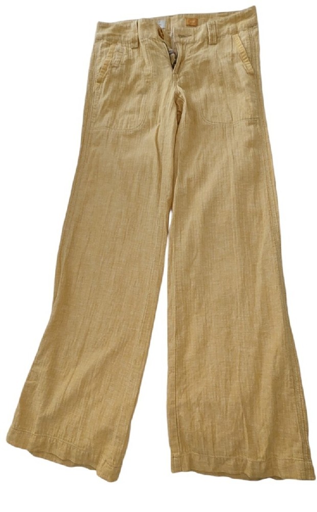 Anthropologie Pilcro Linen/Cotton Pants Women Ocher Size 0 Slight Flare