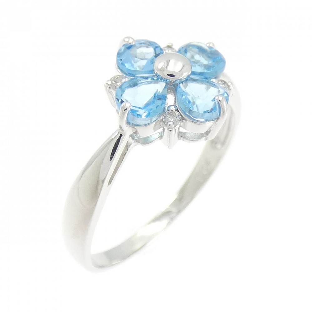 Authentic K18WG Blue Topaz Ring  #230-000-217-4388