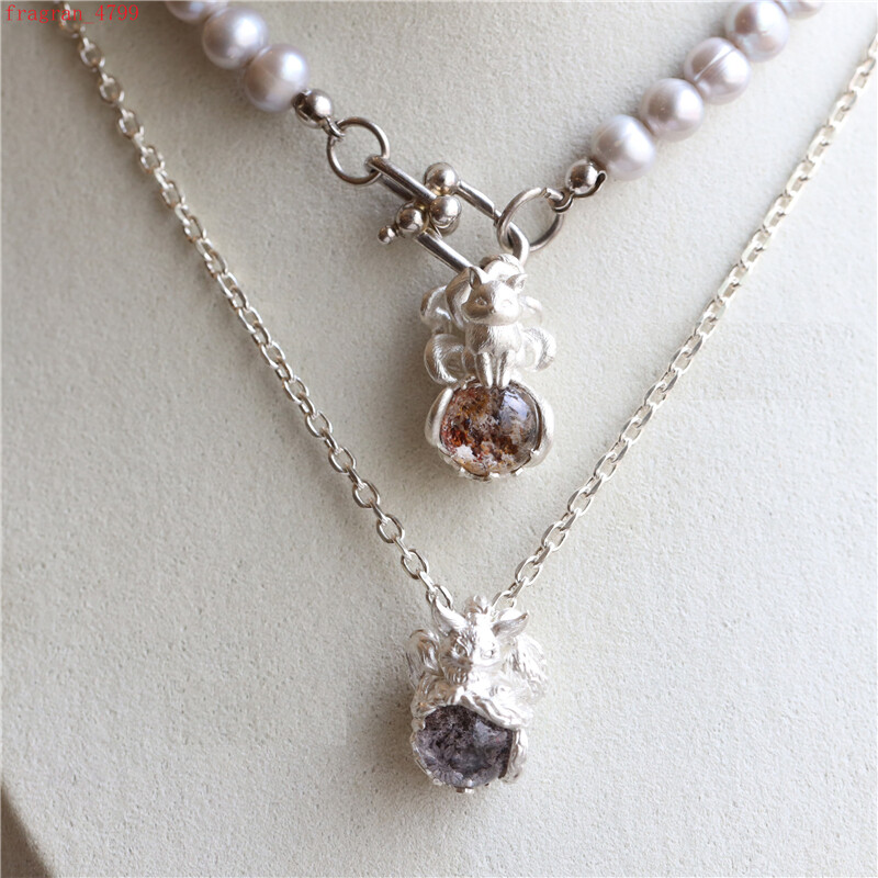 Handmade S925 Sterling Silver Nine-Tailed Fox Couple Necklace Pendant