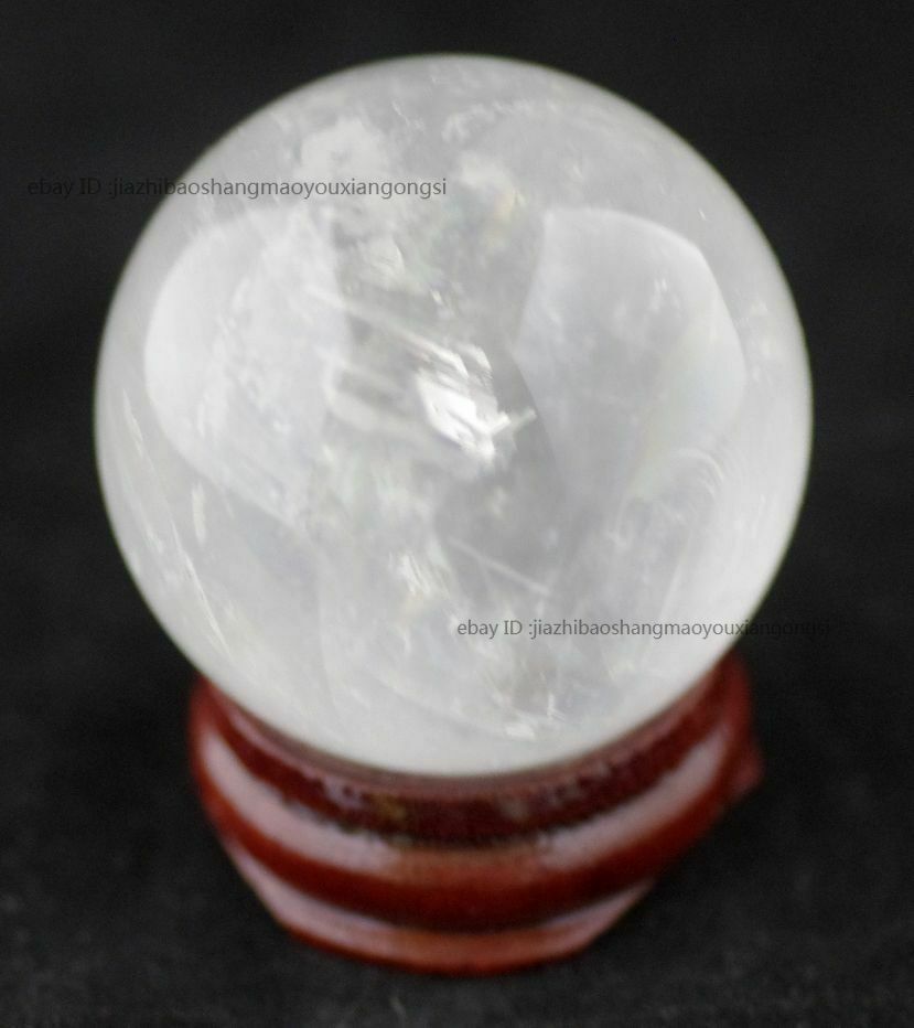 NATURAL RAINBOW CLEAR QUARTZ CRYSTAL Reiki SPHERE BALL HEALING GEMSTONE 30MM