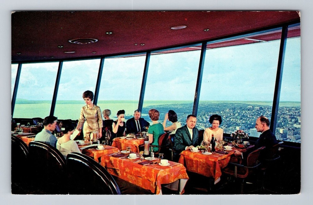 Vintage Seattle Space Needle Restaurant Antique Postcard WA Washington