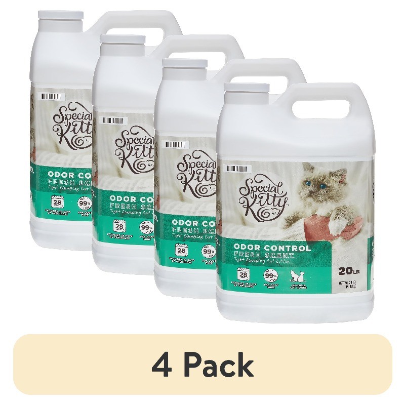 (4 pack) Special Kitty Scoopable Tight Clumping Cat Litter, Fresh Scent, 20 lb