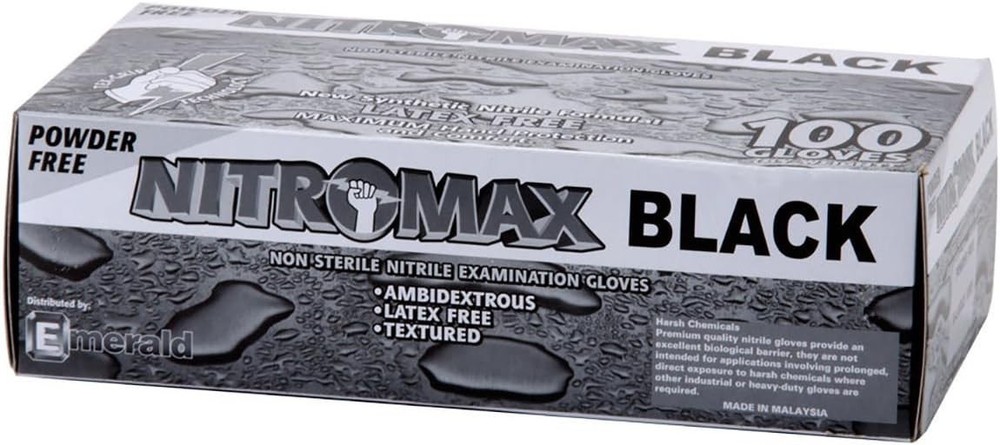Emerald Nitromax Black X-Large Gloves 100 Count Pack of 1 1085