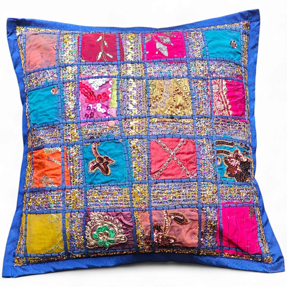 Handmade Indian Patchwork Decorative Cushion Cover - 16