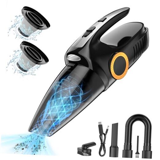 Handheld Vacuum Cordless, Car Vacuum 9500PA with LED Light & 2 Fliters