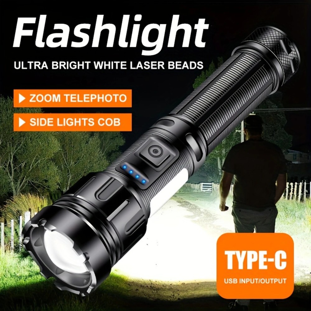 100000LM Super Bright LED Zoom Flashlight Rechargeable Tactical Torch Waterproof