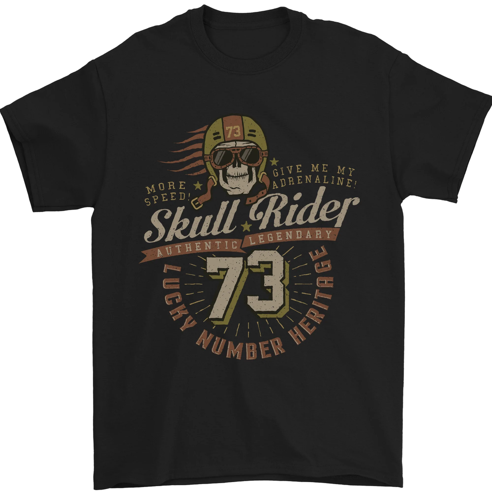 Skull Rider Motorcycle Biker Motorbike Mens T-Shirt 100% Cotton