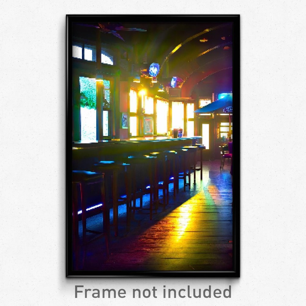 Pixel Art Poster - Shady Bar (8 Bit Psychedelic Trippy Weird Video Game Print)