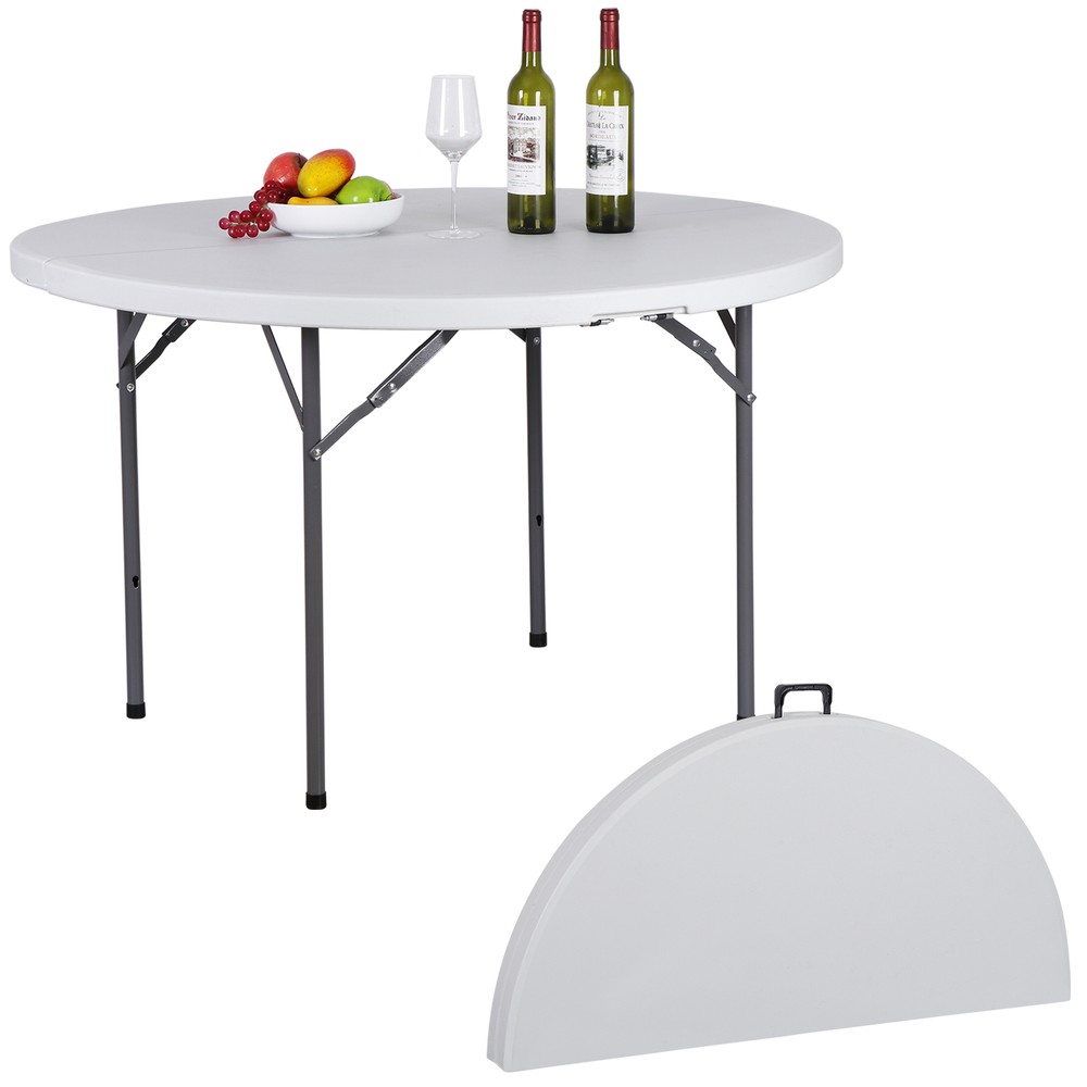 48-inch Round Bi-Fold Plastic Banquet Table for Outdoor Events and Dining  
