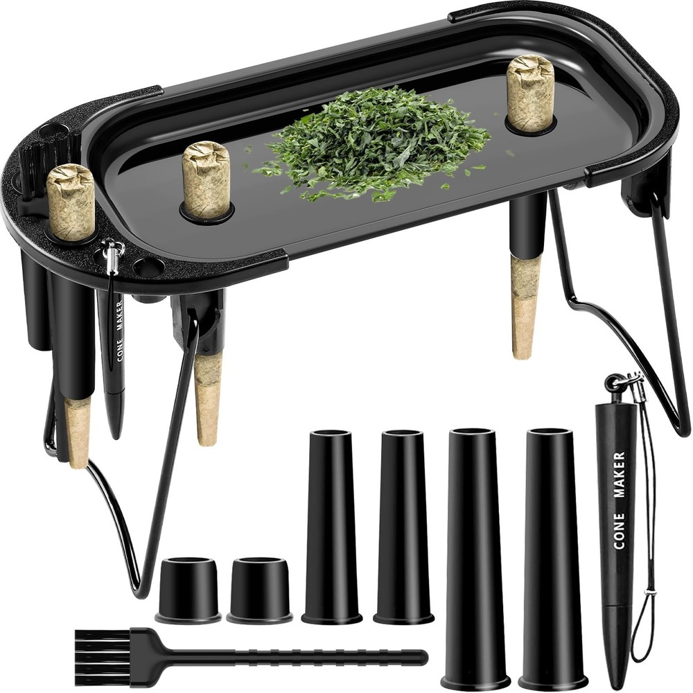 Rolling Tray Set Metal with Cone Filler Loader for King Size and 1¼ Pre Rol