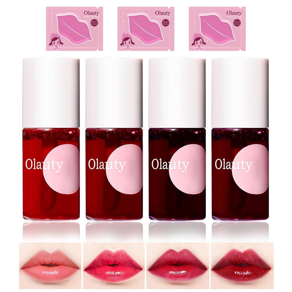 4-Color Lip Tint & 3 Lip Mask Set Mini Waterproof Longwear