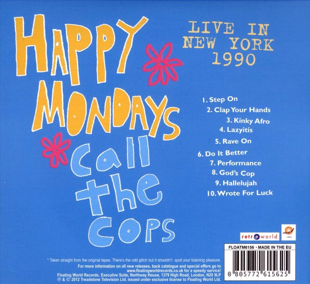 HAPPY MONDAYS CALL THE COPS: LIVE IN NEW YORK 1990 NEW CD
