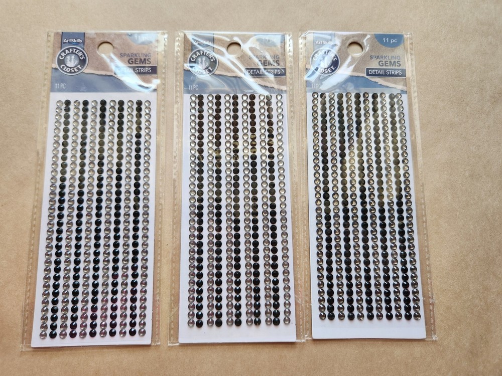 Siver & Black Gemstone Stickers Crafters Closet 3 Packs