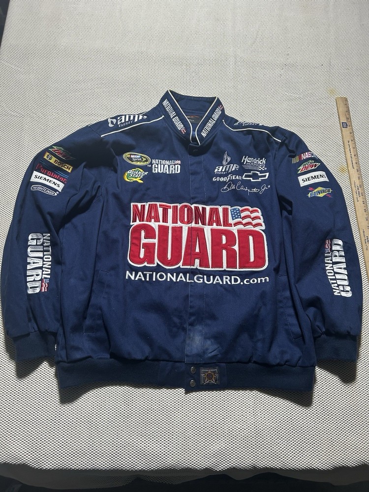 NASCAR Dale Earnhardt Jr Authentic National Guard Racing Jacket Mens 3XL Blue