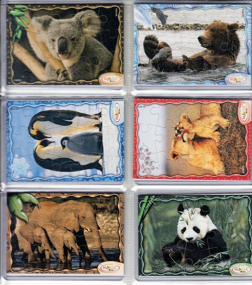 ANIMALS PUZZLE COMPLETE SET OF 6 WITH PAPERS KINDER JOY SURPRISE EGG TOYS 2009