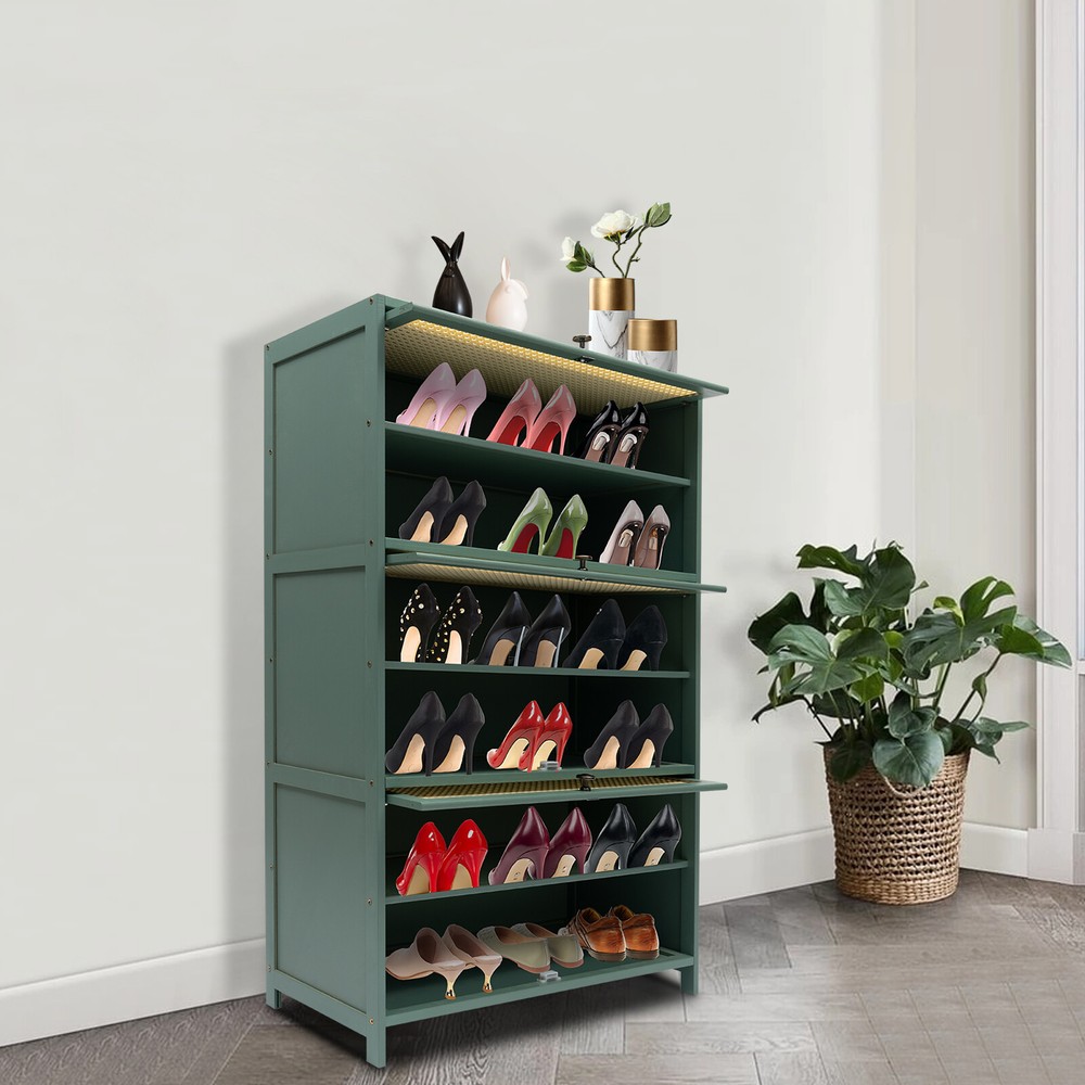 Shoe Storage Cabinet Bamboo Shoe Floor Storage Organizer Rack Shoes Organizer US