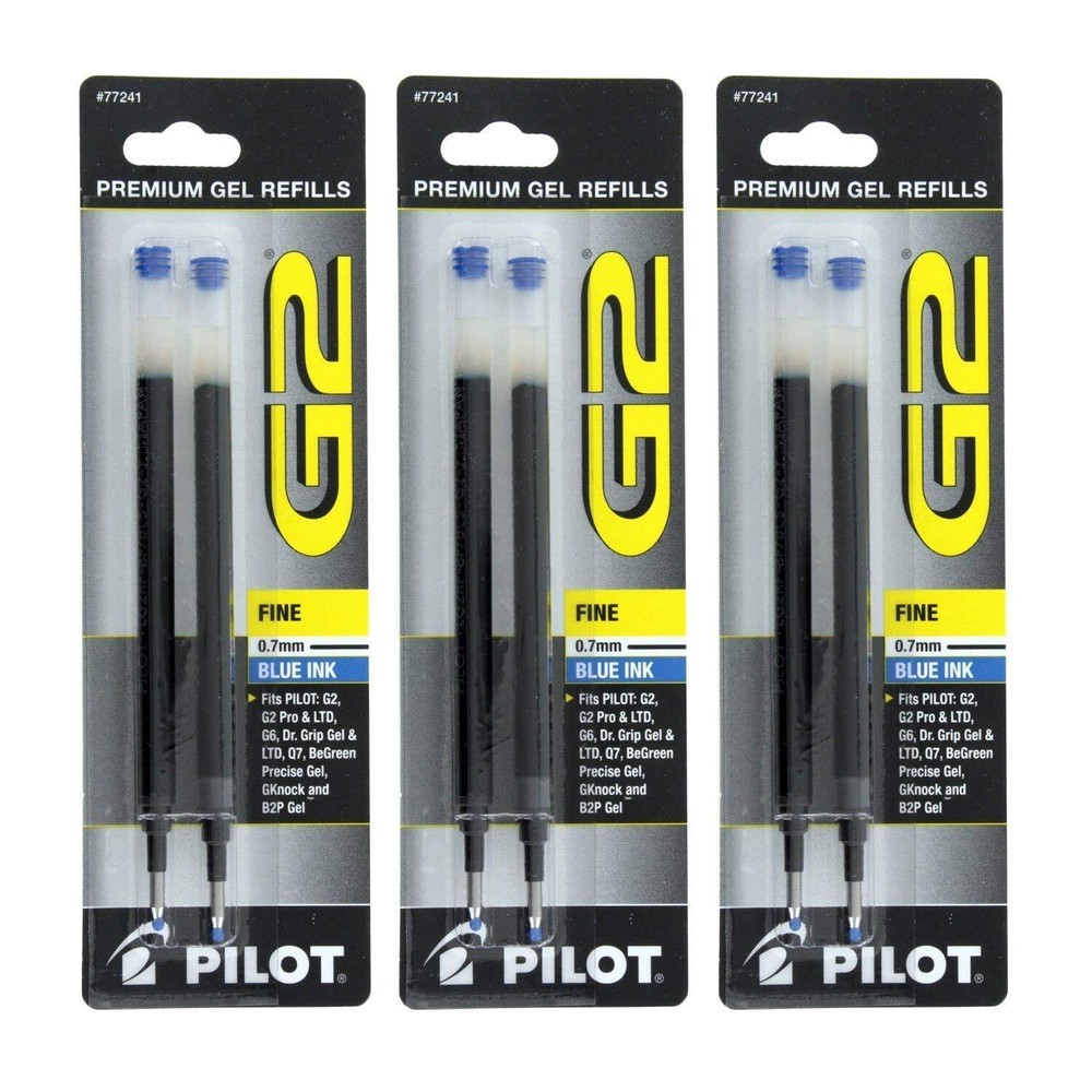Pilot G2, Dr. Grip Gel/Ltd, ExecuGel G6, Q7 Rollerball Gel Ink Pen Refills Bl...