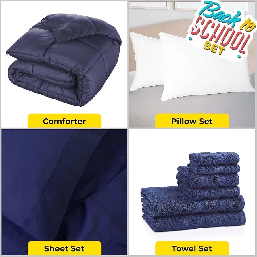 Back to School Bed Set , Bedroom Sets Bundle Twin/TwinXL 2 Pillows, Towels-image
