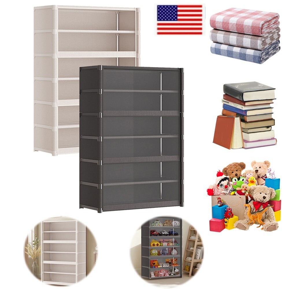 7-Tier Clear Flip Door Storage Cabinet for Shoes Bags Books Clothes