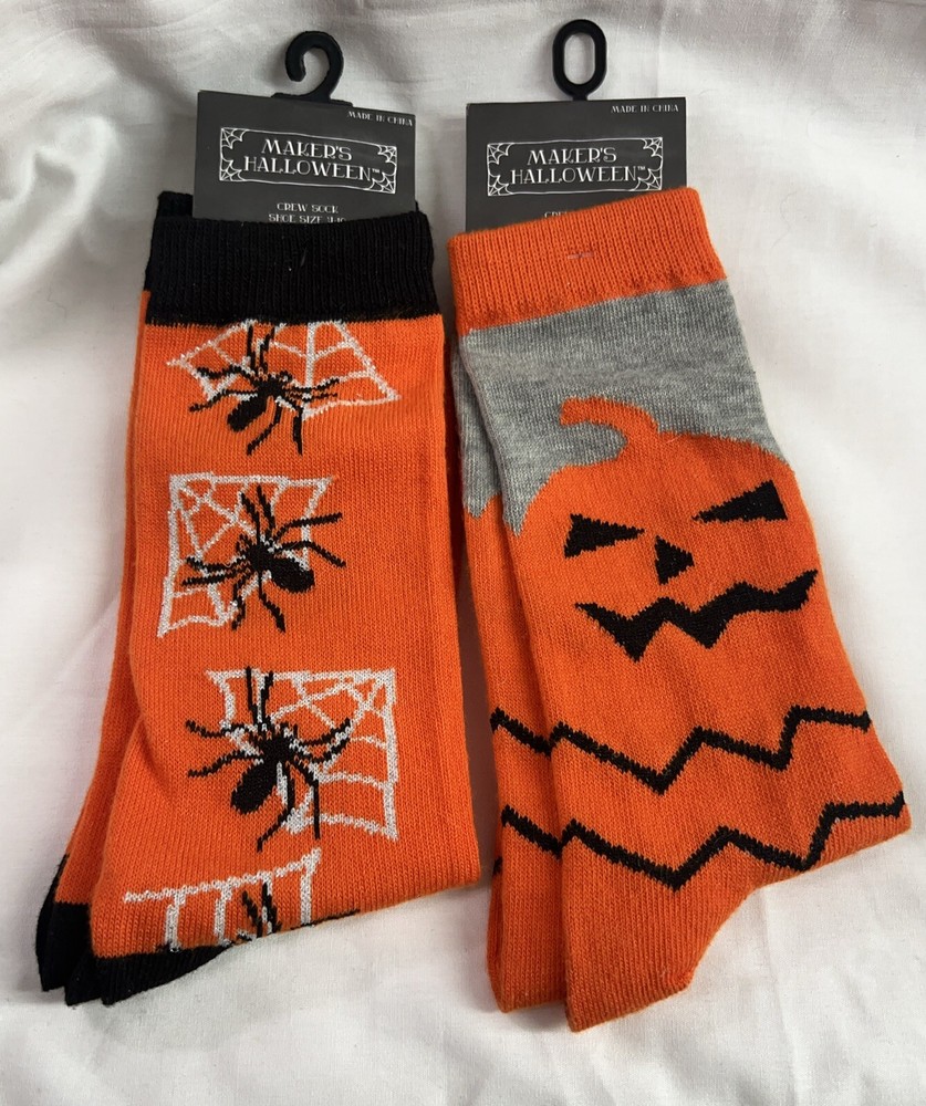 Halloween Women's Socks Crew Casual Shoe Size 4-10 Novelty Sock New 2 pairs