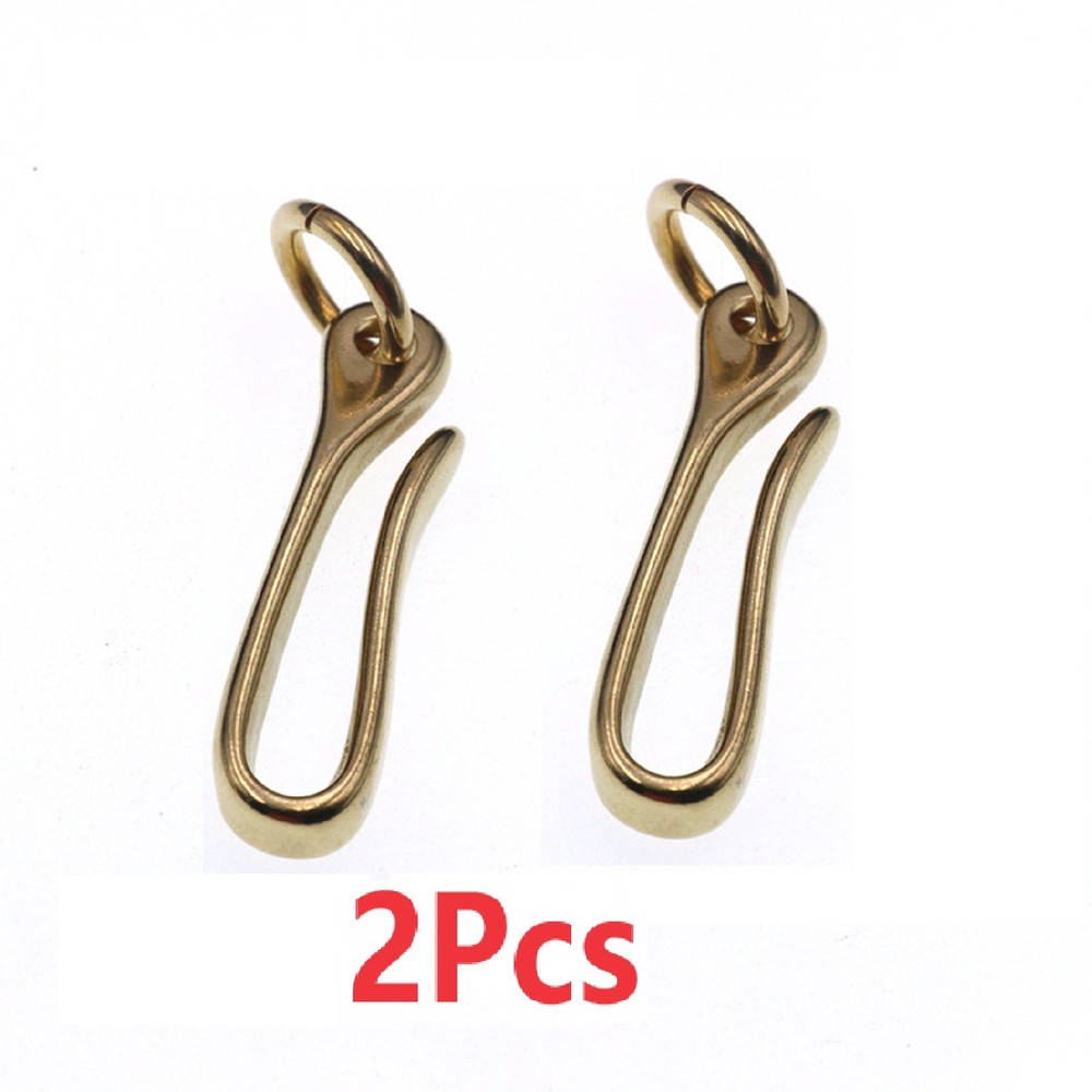 2Pc Vintage Brass Keychain with Belt Hook and Wallet Chain