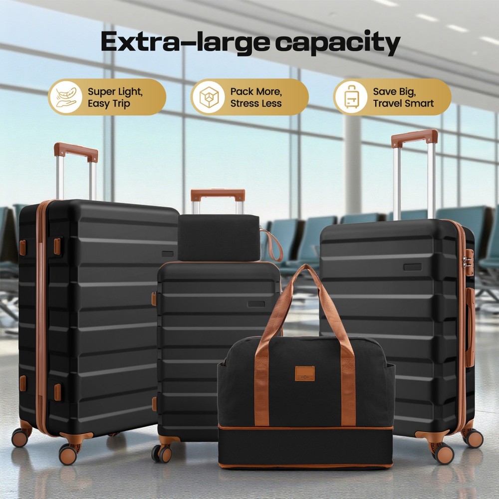 3/5 Piece Luggage Set Expandable ABS+PC Hardshell Carry on with Spinner & TSA \