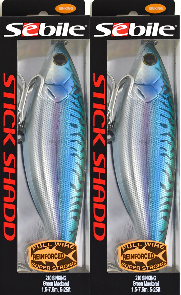 (LOT OF 2) SEBILE STICK SHADD SS-210-SK-GRMK 7-3/8OZ 1372897 GRN MACKEREL DM1113