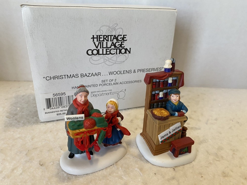 Dept 56 Heritage Village Christmas Bazaar Woolens Preserves 56595 MIB