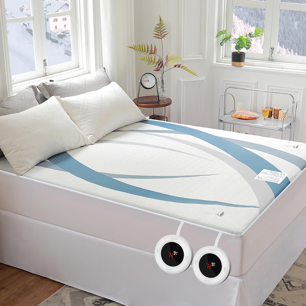 Heated Mattress Pad Queen Size Dual Control - Electric Mattress pad fit up to...