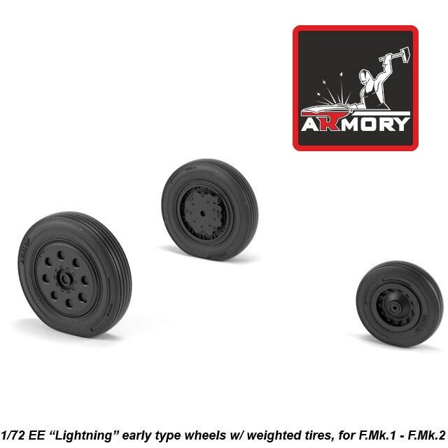 Armory Models AR AW72409 Scale 1/72 EE Lightning wheels w/ weighted tires, early