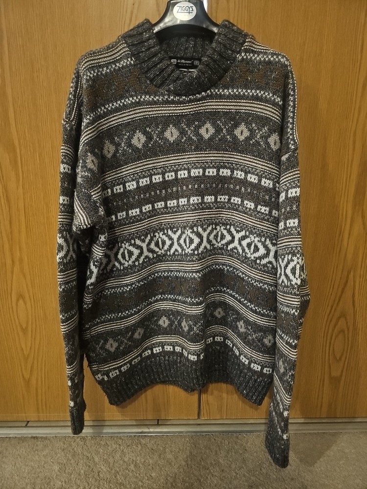 St Michael's Vintage Fair Isle Nordic Patterned Wool Blend Jumper Vgc Size Med!