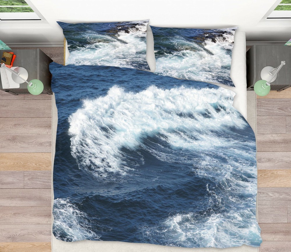 3D Ocean Waves ZHUA474 Bed Pillowcases Quilt Duvet Cover Set Queen King Amy
