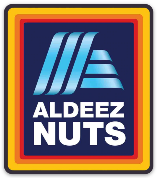 Aldeez Nuts, Aldi, Funny Vinyl Die Cut Sticker