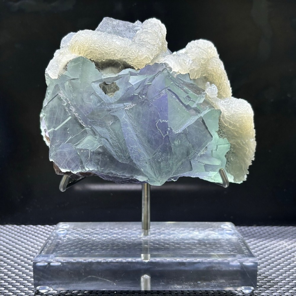4.64LB Natural Blue Fluorite Quartz Sugar Calcite Crystal Mineral Specimen for Reiki Healing