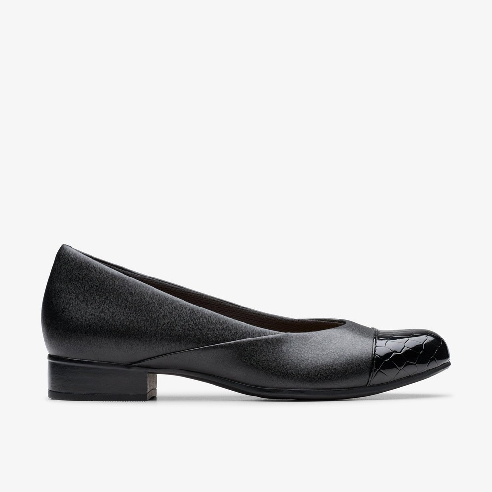 Clarks Womens Juliet Rise Black Leather Slip Ons Leather Smart
