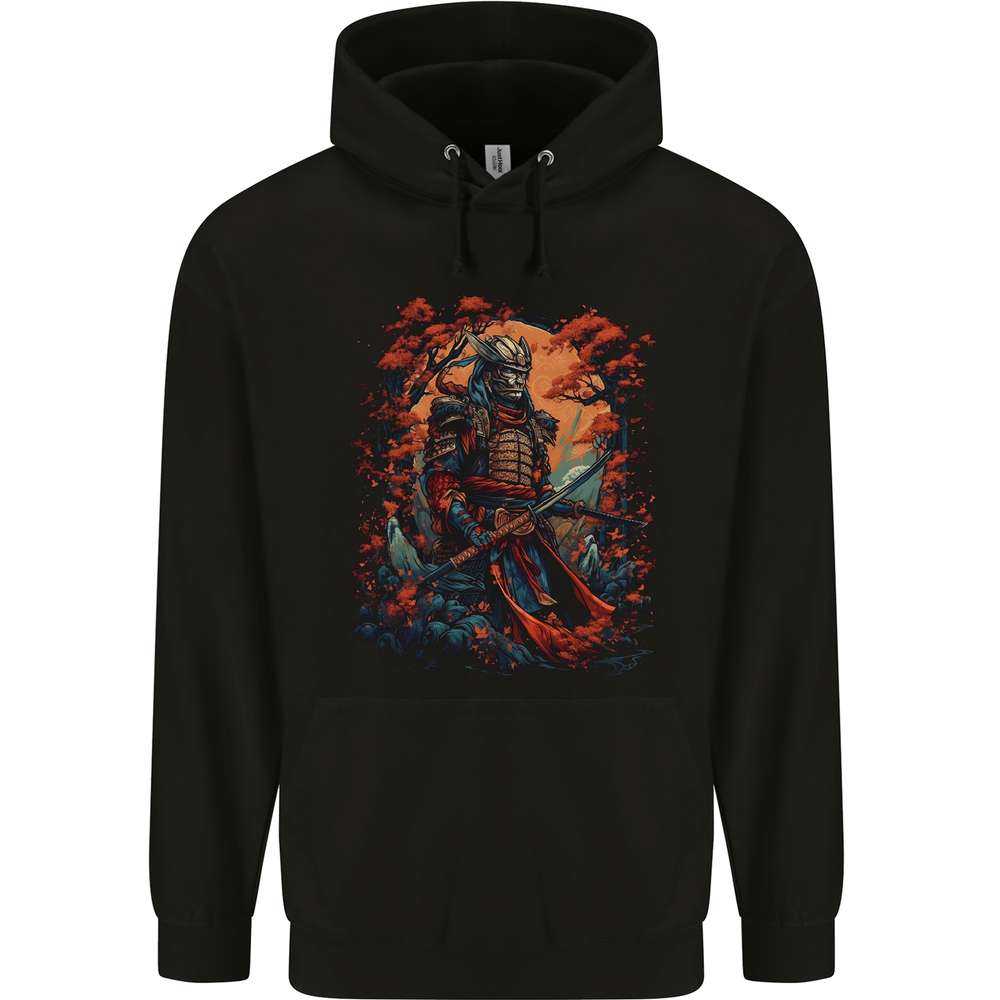 A Samurai Warrior With Swords Katana Kenjutsu Mens 80% Cotton Hoodie